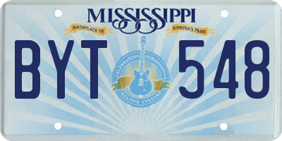 MS license plate BYT548