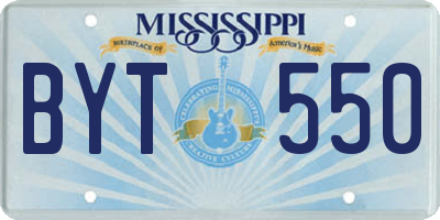MS license plate BYT550
