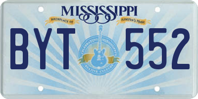 MS license plate BYT552