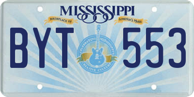 MS license plate BYT553