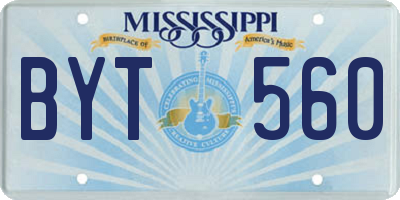 MS license plate BYT560