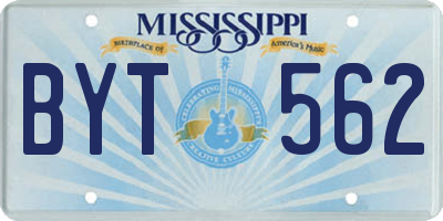 MS license plate BYT562