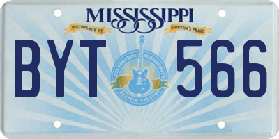 MS license plate BYT566
