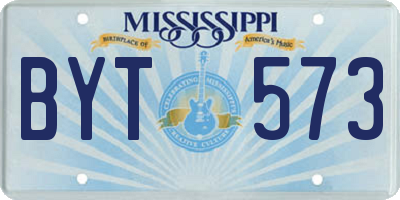 MS license plate BYT573
