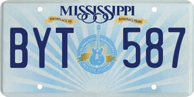 MS license plate BYT587