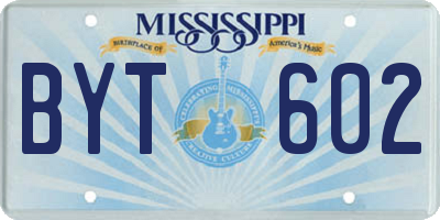 MS license plate BYT602