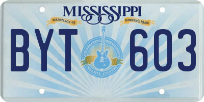 MS license plate BYT603