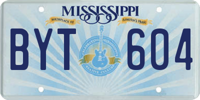 MS license plate BYT604