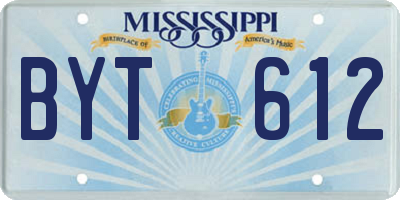 MS license plate BYT612