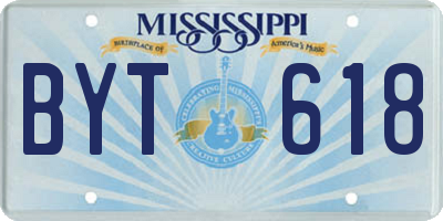 MS license plate BYT618