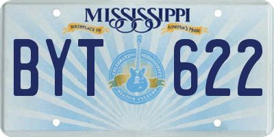 MS license plate BYT622