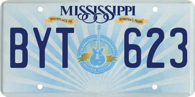 MS license plate BYT623