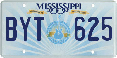 MS license plate BYT625