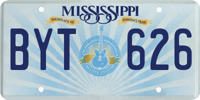 MS license plate BYT626