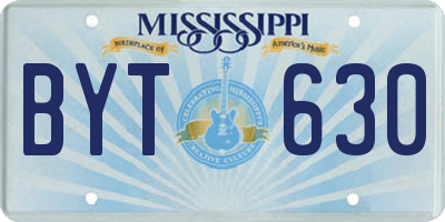 MS license plate BYT630