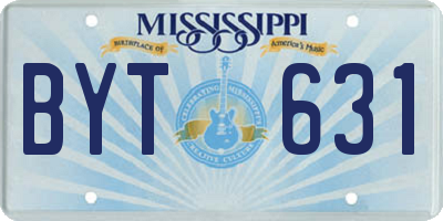 MS license plate BYT631