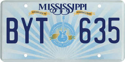 MS license plate BYT635