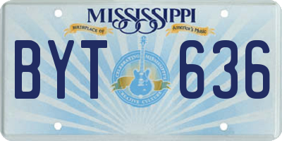 MS license plate BYT636