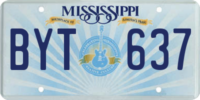 MS license plate BYT637