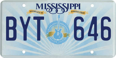 MS license plate BYT646