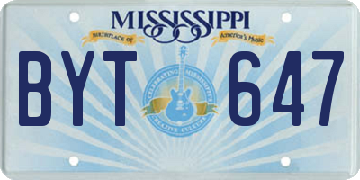 MS license plate BYT647