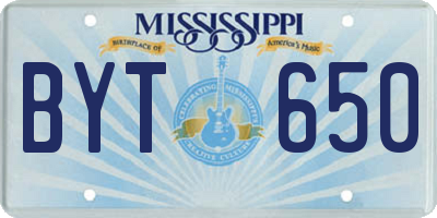 MS license plate BYT650