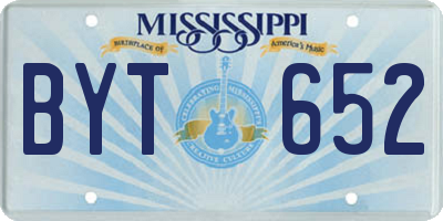 MS license plate BYT652