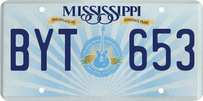 MS license plate BYT653