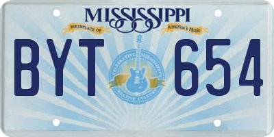 MS license plate BYT654