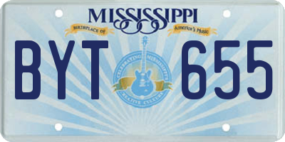 MS license plate BYT655
