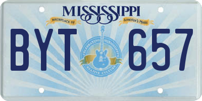 MS license plate BYT657