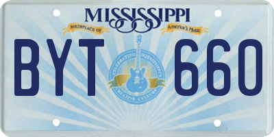 MS license plate BYT660