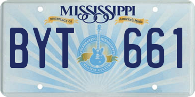 MS license plate BYT661