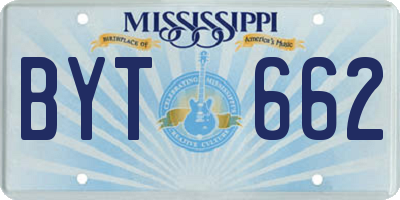 MS license plate BYT662