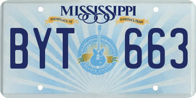MS license plate BYT663