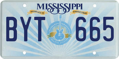 MS license plate BYT665