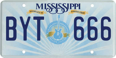 MS license plate BYT666