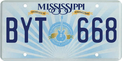 MS license plate BYT668