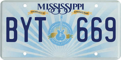 MS license plate BYT669