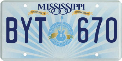 MS license plate BYT670