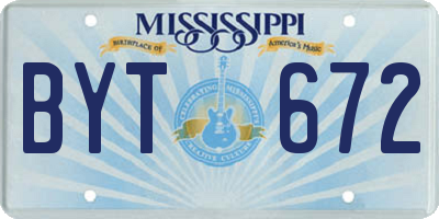 MS license plate BYT672