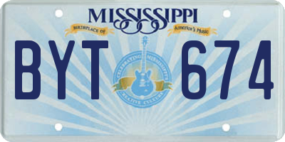 MS license plate BYT674