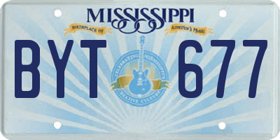 MS license plate BYT677
