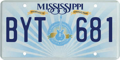 MS license plate BYT681