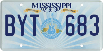 MS license plate BYT683