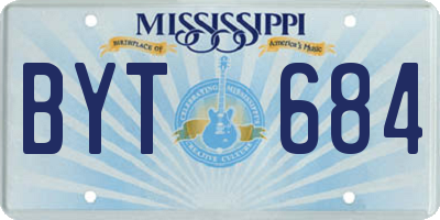 MS license plate BYT684