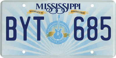 MS license plate BYT685