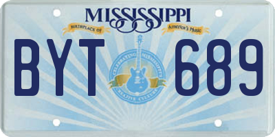 MS license plate BYT689
