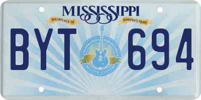 MS license plate BYT694
