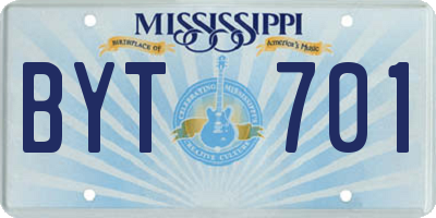 MS license plate BYT701